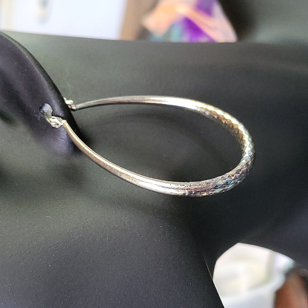 Sterling silver diamond cut hoops